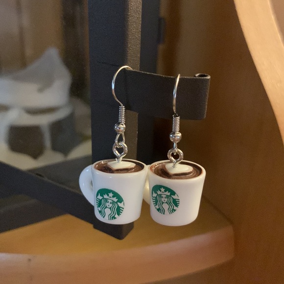 💚NEW! Coffee Cup / Latte Mug Earrings - Picture 2 of 4